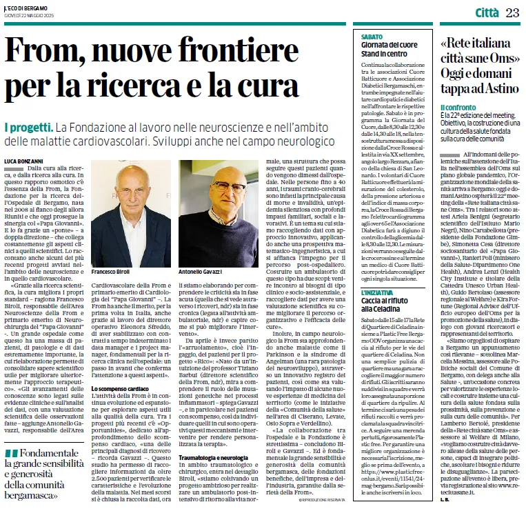 Gli ultimi studi FROM su L’Eco di Bergamo